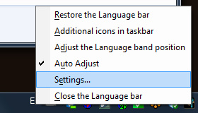 task bar menu